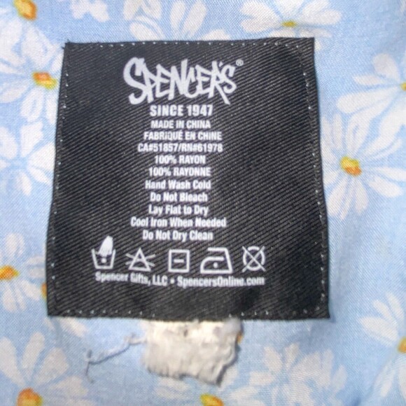 Spencer's Women's Lg Daisy Button Front Tie Cropped Top Shirt Blue/Floral Y2K - Picture 5 of 5